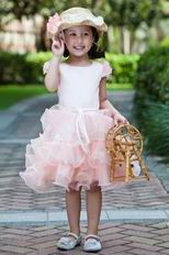 Cheap Scoop Neck Cap Sleeves Short Pink Infant Flower Girl Dress