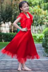 Beautiful Spaghetti Straps Ankle Length Jacket Wedding Flower Girl Dress