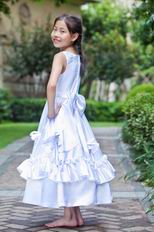 Affordable Scoop Flowers Belt Bow Ivory Flower Girl Dress Website
