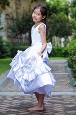 Affordable Scoop Flowers Belt Bow Ivory Flower Girl Dress Website