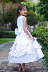 Affordable Scoop Flowers Belt Bow Ivory Flower Girl Dress Website