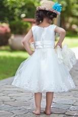 Lovely V-Neck Flower Embellish Ankle Length Flower Girl Dresses