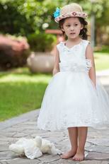 Lovely V-Neck Flower Embellish Ankle Length Flower Girl Dresses