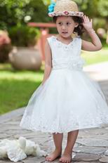 Lovely V-Neck Flower Embellish Ankle Length Flower Girl Dresses