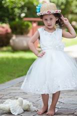 Lovely V-Neck Flower Embellish Ankle Length Flower Girl Dresses