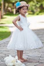 Lovely V-Neck Flower Embellish Ankle Length Flower Girl Dresses