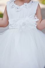 Lovely V-Neck Flower Embellish Ankle Length Flower Girl Dresses