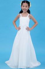 Vintage Spaghetti Straps A-line White Chiffon Flower Girl Dresses