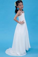 Vintage Spaghetti Straps A-line White Chiffon Flower Girl Dresses