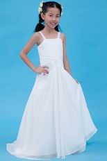 Vintage Spaghetti Straps A-line White Chiffon Flower Girl Dresses