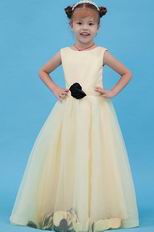 Cute Scoop Flower A-line Yellow Flower Girl Dress For Less