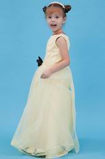 Cute Scoop Flower A-line Yellow Flower Girl Dress For Less