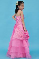 Lovely Halter Beading Layers Pink Taffeta Organza Flower Girl Dresses