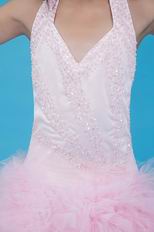 Unique Halter A-line Floor-Length Pink First Cummunion Dress For Sale
