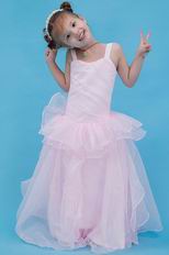 Vintage Straps Pink Organza Girls Flower Girl Dresses