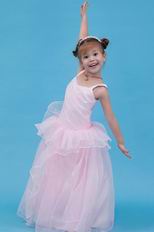 Vintage Straps Pink Organza Girls Flower Girl Dresses