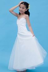 Cheap Sweetheart Beading A-line Corset White Net Flower Girl Dress