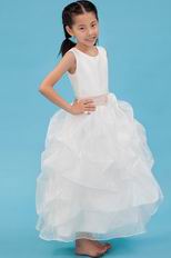 Lovely Scoop A-line Pink Belt White Toddler Flower Girl Dress