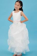 Lovely Scoop A-line Pink Belt White Toddler Flower Girl Dress