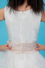 Lovely Scoop A-line Pink Belt White Toddler Flower Girl Dress