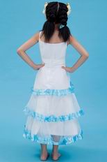 Affordable Spaghetti Straps Layers White Organza Flower Girl Dress