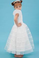 Vintage Scoop Cap Sleeves White Organza Flower Girl Dress Online