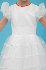 Vintage Scoop Cap Sleeves White Organza Flower Girl Dress Online