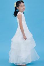 Affordable Scoop Appliques A-line Organza Flower Girl Dress