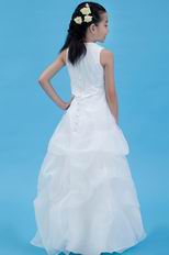 Affordable Scoop Appliques A-line Organza Flower Girl Dress