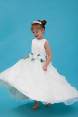 Cheap Jewel Flowers Leaves A-line Ivory Organza Flower Girl Dress