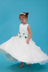 Cheap Jewel Flowers Leaves A-line Ivory Organza Flower Girl Dress