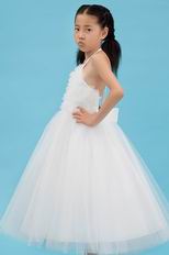 Cute Halter Empire A-line Ivory Net First Communion Dress