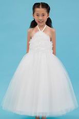 Cute Halter Empire A-line Ivory Net First Communion Dress