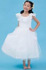 Beautiful Scoop Lace Ankle Length Organza Flower Girl Dresses