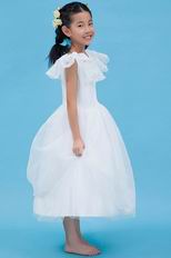 Beautiful Scoop Lace Ankle Length Organza Flower Girl Dresses