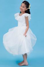 Beautiful Scoop Lace Ankle Length Organza Flower Girl Dresses