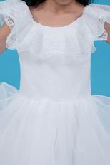 Beautiful Scoop Lace Ankle Length Organza Flower Girl Dresses