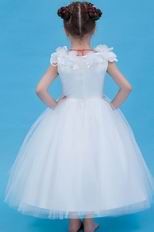 Hot Sell V-Neck Flowers Embellish Bridal Party Flower Girl Dress