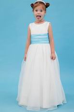 Simple Scoop A line Organza Wedding Party Flower Girl Dress Under $90