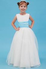 Simple Scoop A line Organza Wedding Party Flower Girl Dress Under $90
