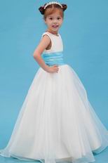 Simple Scoop A line Organza Wedding Party Flower Girl Dress Under $90