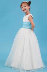 Simple Scoop A line Organza Wedding Party Flower Girl Dress Under $90