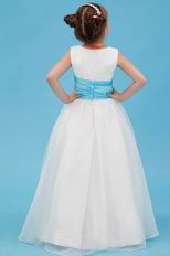 Simple Scoop A line Organza Wedding Party Flower Girl Dress Under $90