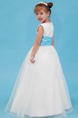 Simple Scoop A line Organza Wedding Party Flower Girl Dress Under $90