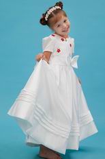 Cheap Jeweo Cap Short Sleeves Appliques Stars Bow Flower Girl Dress