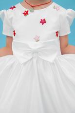 Cheap Jeweo Cap Short Sleeves Appliques Stars Bow Flower Girl Dress