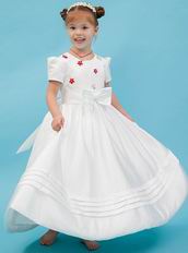 Cheap Jeweo Cap Short Sleeves Appliques Stars Bow Flower Girl Dress