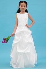 Cute Scoop Appliues Beading Sequin Bubble Flower Girl Dresses