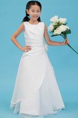 Simple Ruched Side Flower Embellish Wedding Flower Girl Dresses
