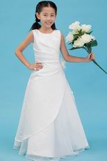 Simple Ruched Side Flower Embellish Wedding Flower Girl Dresses